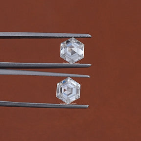 Detailed View Of Hexagon Cut Lab Loose moissanite in Unique Pattern 