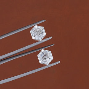 Hexagon Cut Lab Loose moissanite in white tone 