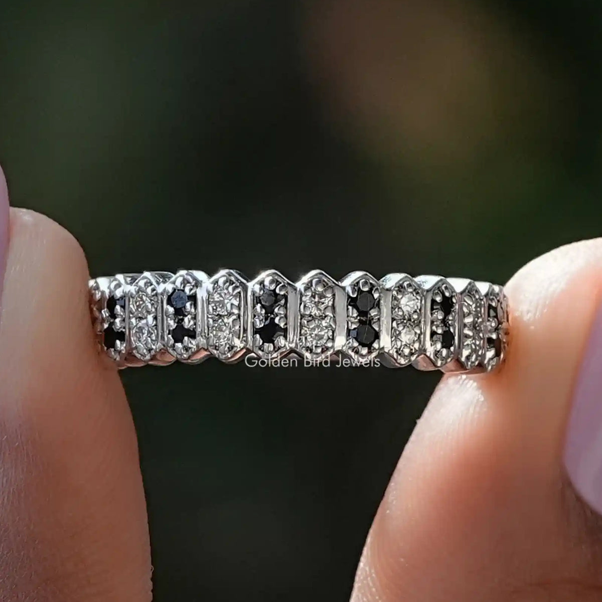 Round Cut Gemstone Half Eternity Band