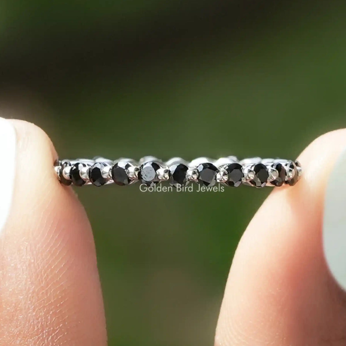 Black Round Gemstone Full Eternity Band