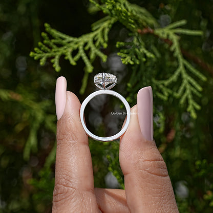 Heart Cut Moissanite Gemstone Hidden Halo Wedding Ring