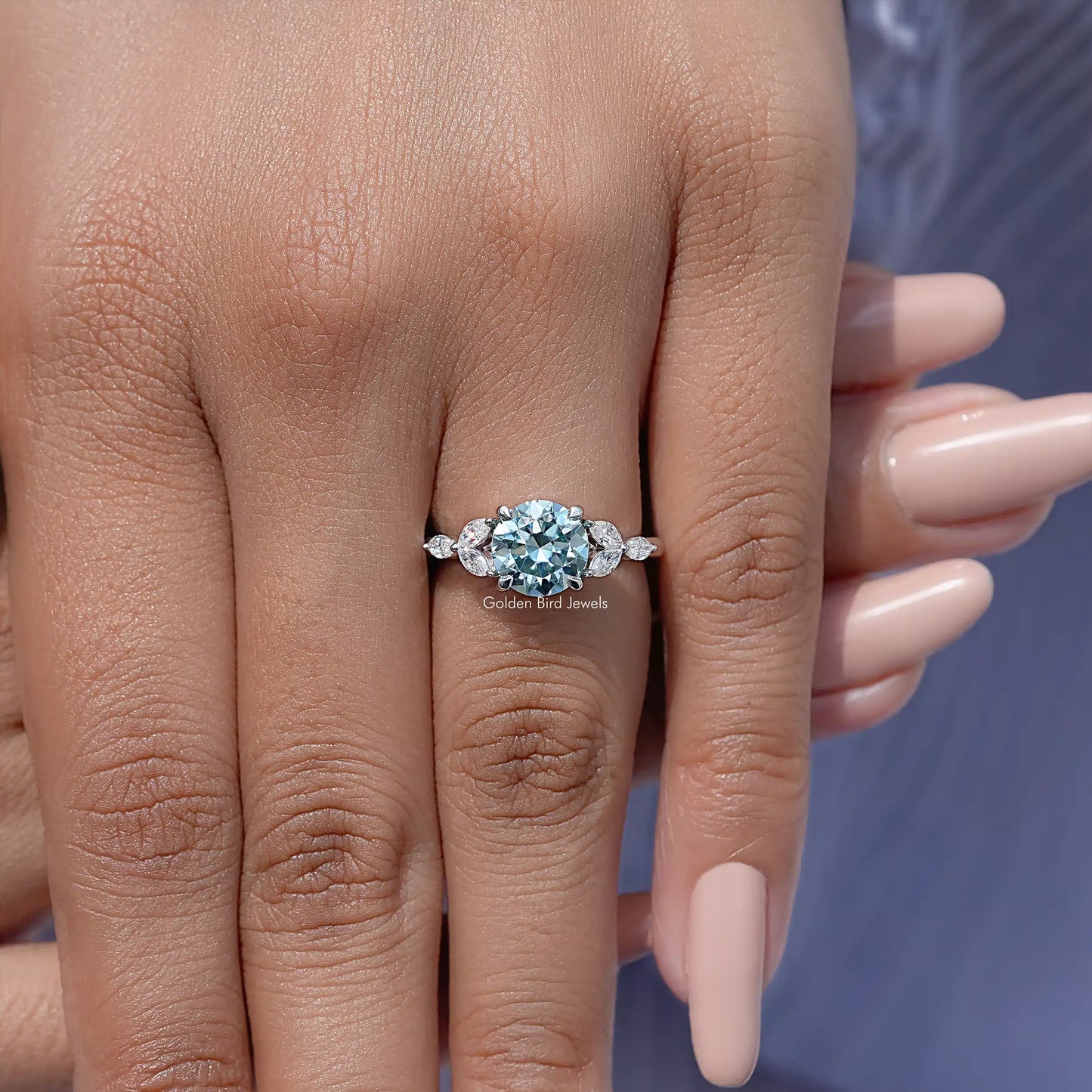 Round Cut Moissanite Gemstone Engagement Ring