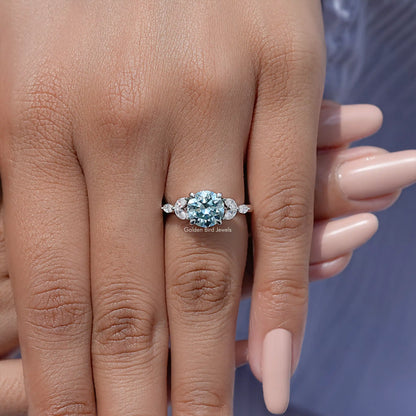 Round Cut Moissanite Gemstone Engagement Ring