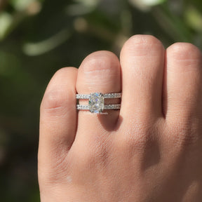 Cushion Cut Moissanite Ring In finger