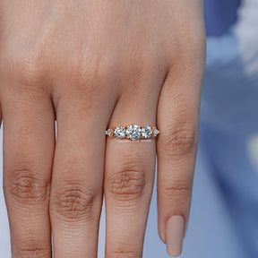 Detailed View of Round Cut Lab Diamond 5 Stone Ring In Yellow Gold