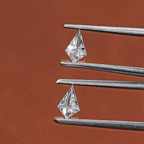 Close-Up View of Kite Shape Loose Diamond Matching Pair In White
