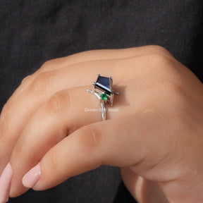 View of Kite Cut Moissanite Ring In finger