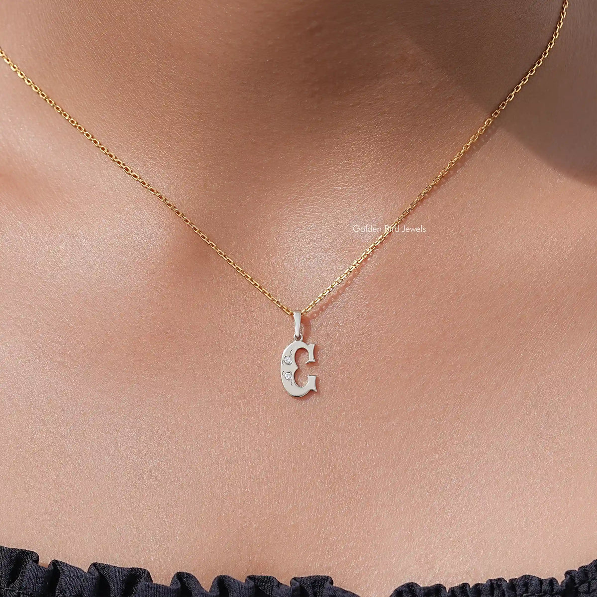 Round Cut Lab Grown Diamond C Letter Pendant