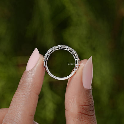 Pear Cut Lab Diamond Eternity Wedding Band