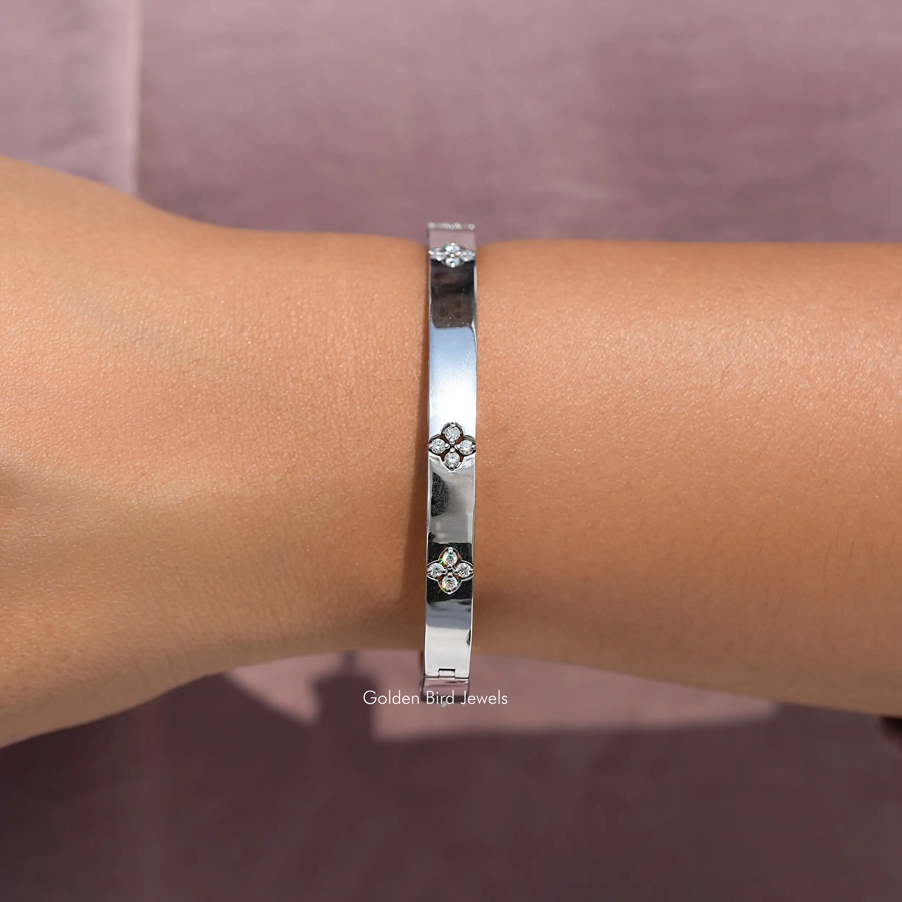 Floral Lab Grown Diamond Flush Set Bangel