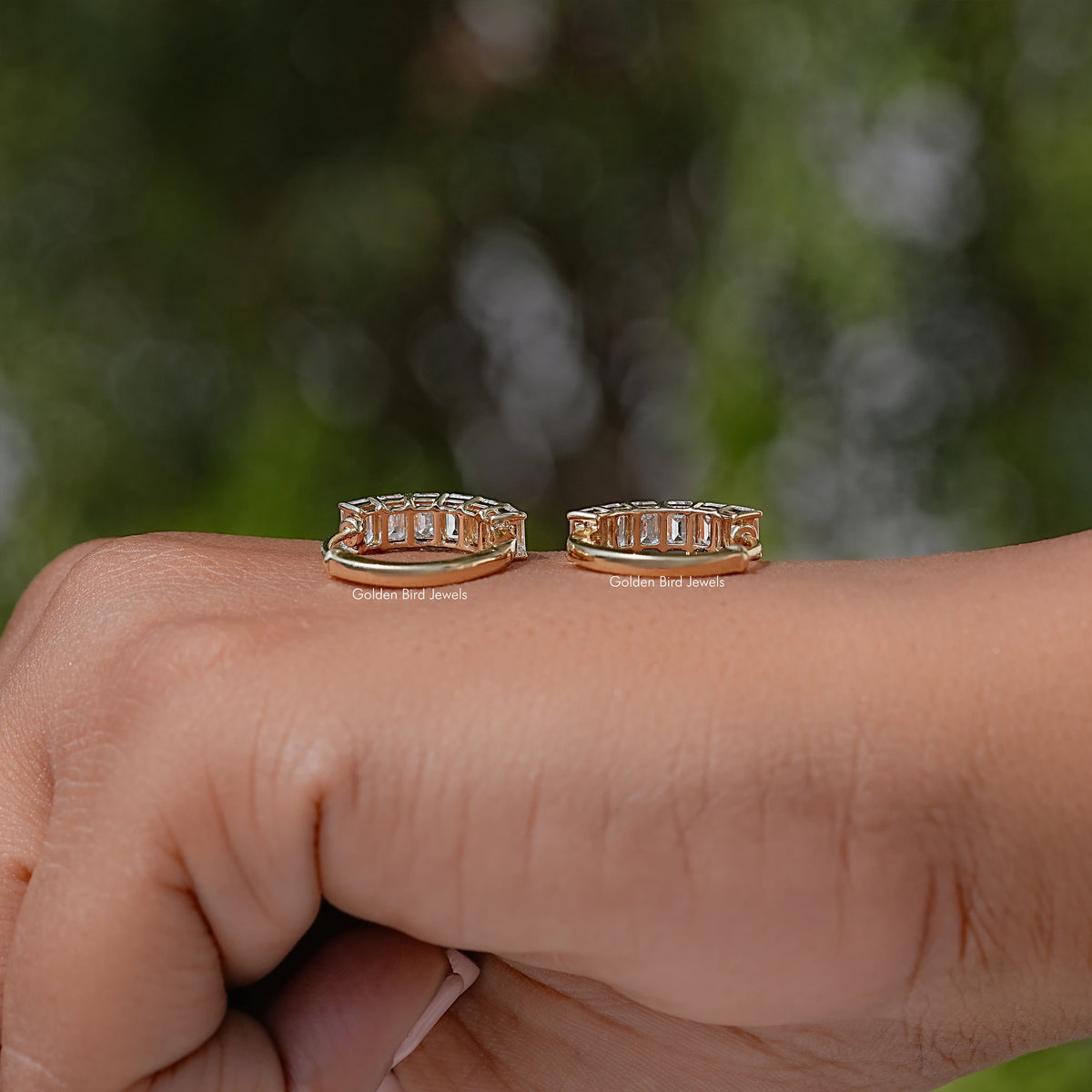 Emerald Cut Lab Diamond Hoop & Huggie Earrings