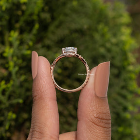 Lab Grown Pear Cut Curved Accent Engagement Ring