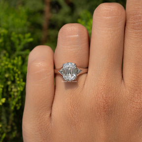 Old Mine Cushion Lab Diamond Split Shank Ring