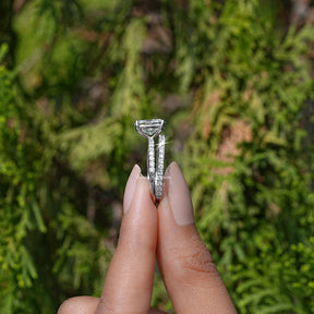 Side view of Cushion Cut Lab Grown Diamond Ring in white gold