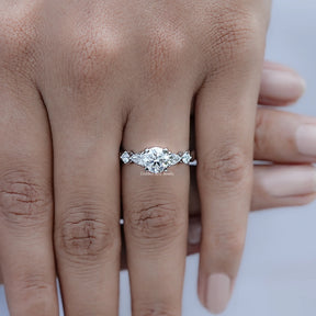 Top view of Round And Pear Cut Lab Diamond Five Stone Ring