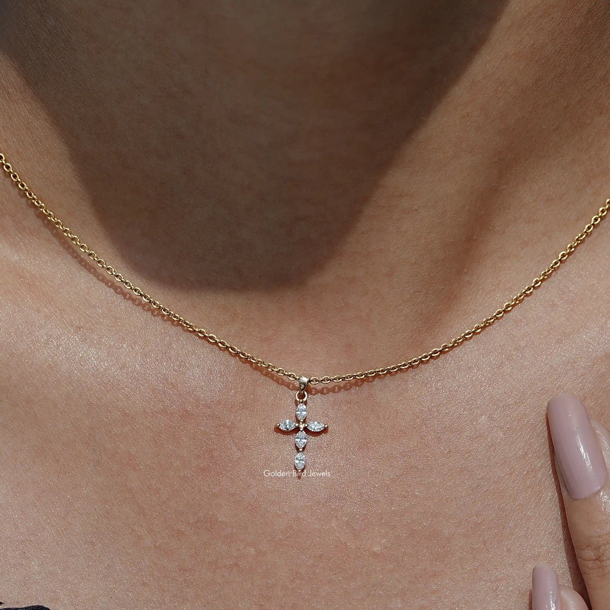 View Diamond Marquise Cut Cross Pendant of Women's