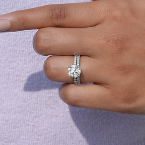 Close-Up View of Round Cut Lab Diamond Ring