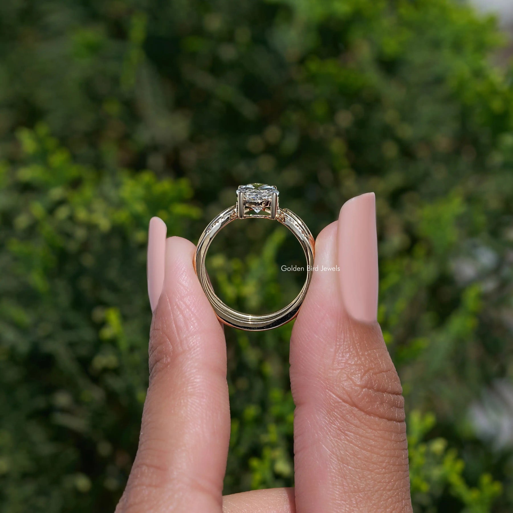 Lab Diamond Oval Cut Accent Bridal Set Ring
