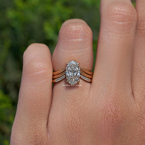 Lab Diamond Oval Cut Accent Bridal Set Ring