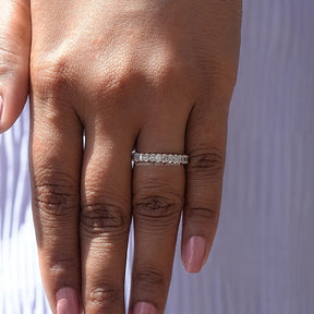 View of Lab Diamond Oval Shaped Half Eternity Band In Yellow Gold