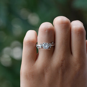 View Round Cut Diamond 
 Engagement Ring In finger