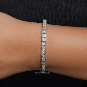 Lab Diamond Princess Cut Tennis Bracelet