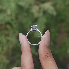 Back view of Lab Diamond Radiant Cut in secure setting 