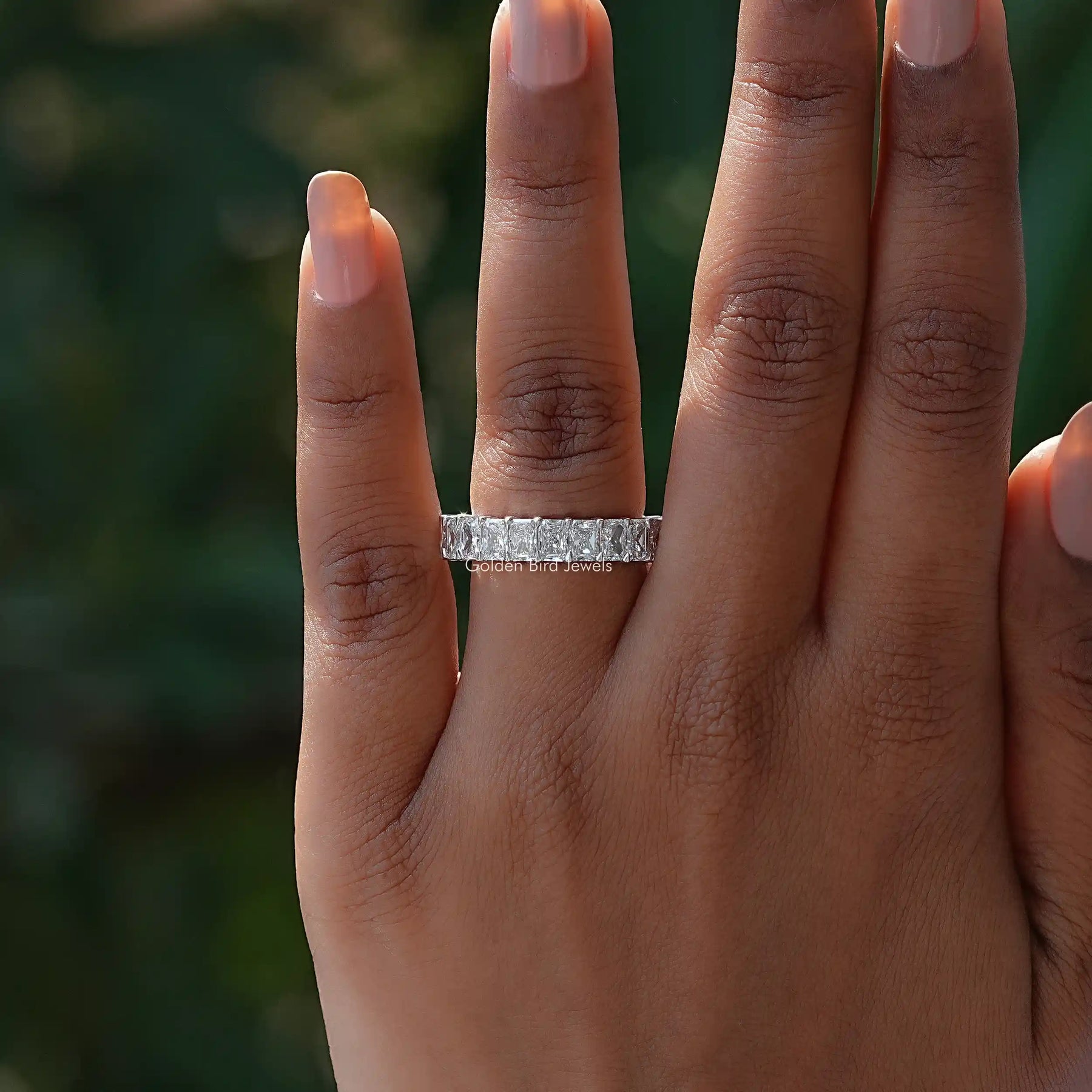 View of Radiant Cut Diamond Eternity Band In White Gold