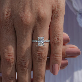 Radiant Shaped Accent Lab Diamond Ring