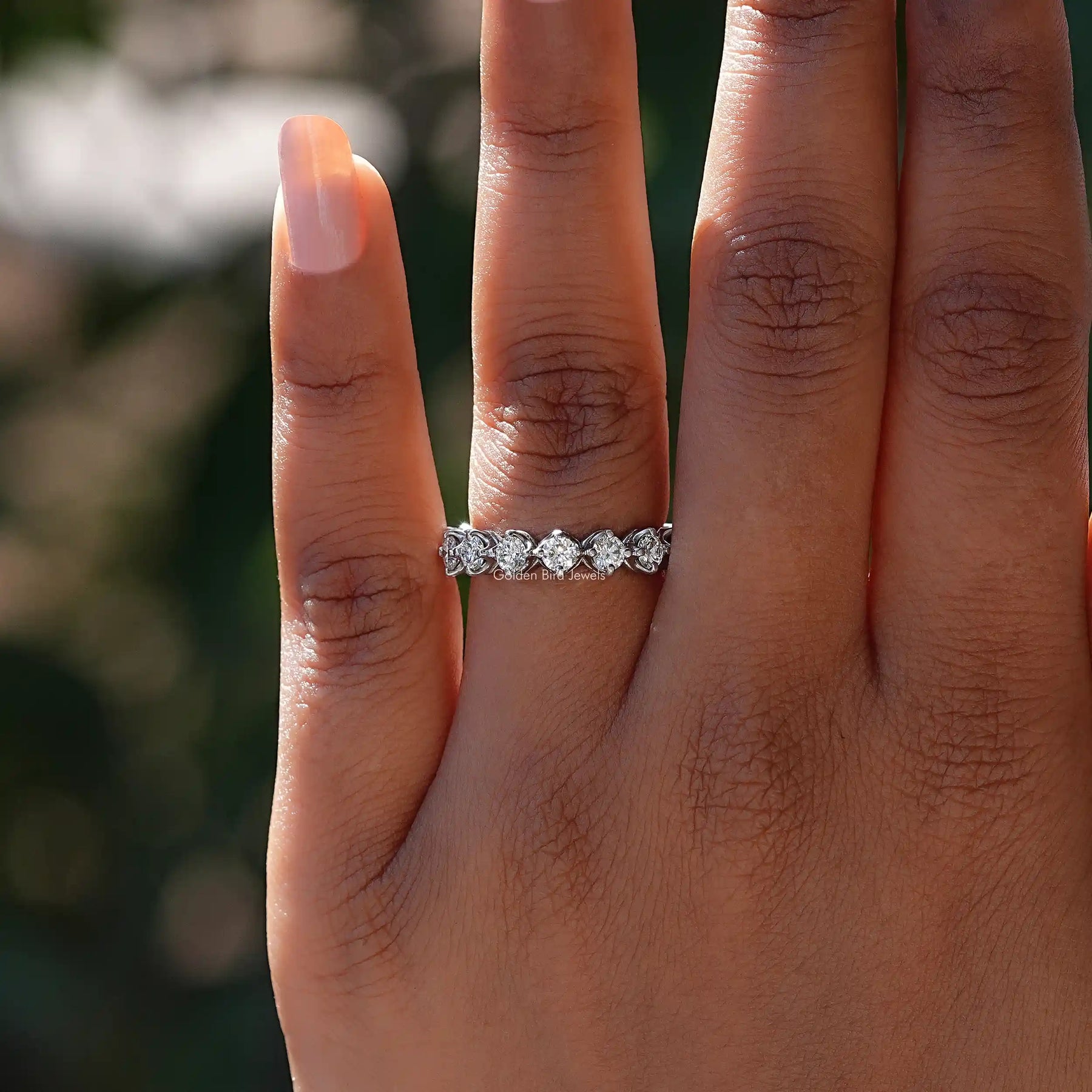 View of Round Cut Lab Diamond Wedding Band In White Gold