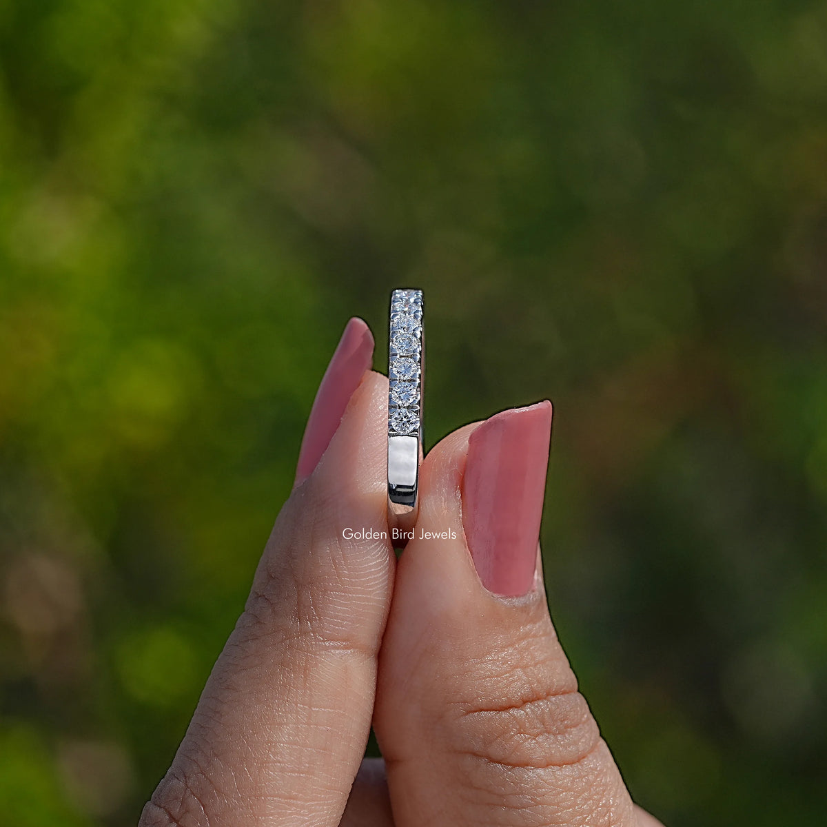 Round Lab Diamond Eternity Wedding Band