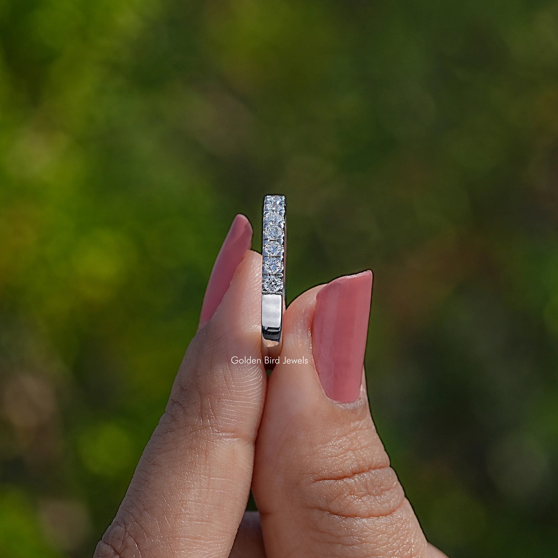 Round Lab Diamond Eternity Wedding Band