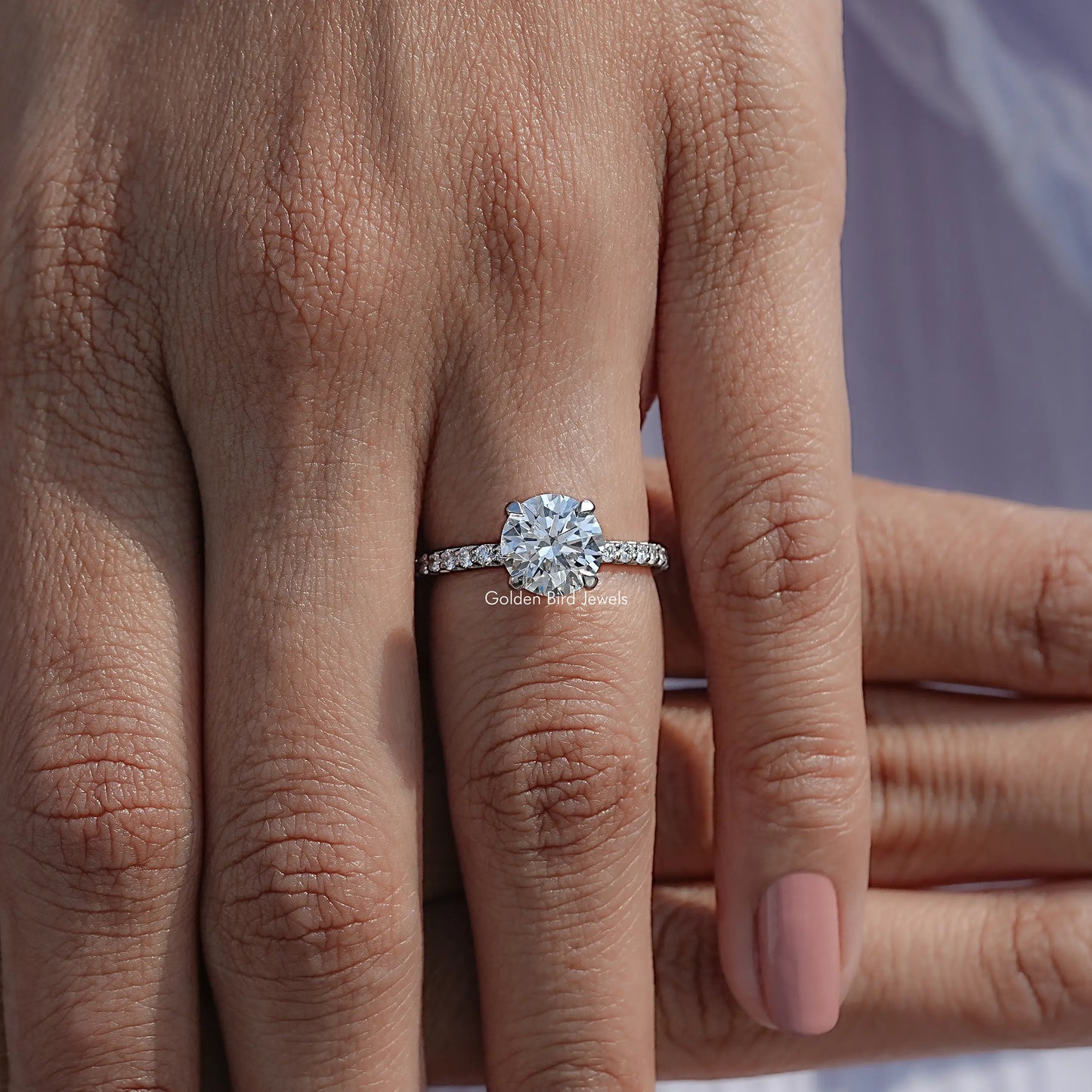 Detailed View Of Lab Diamond Hidden Halo Ring