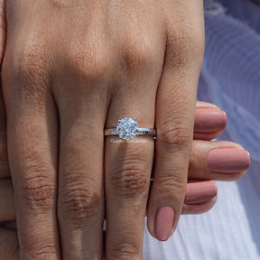 Round Cut Lab Diamond Solitaire Engagement Ring