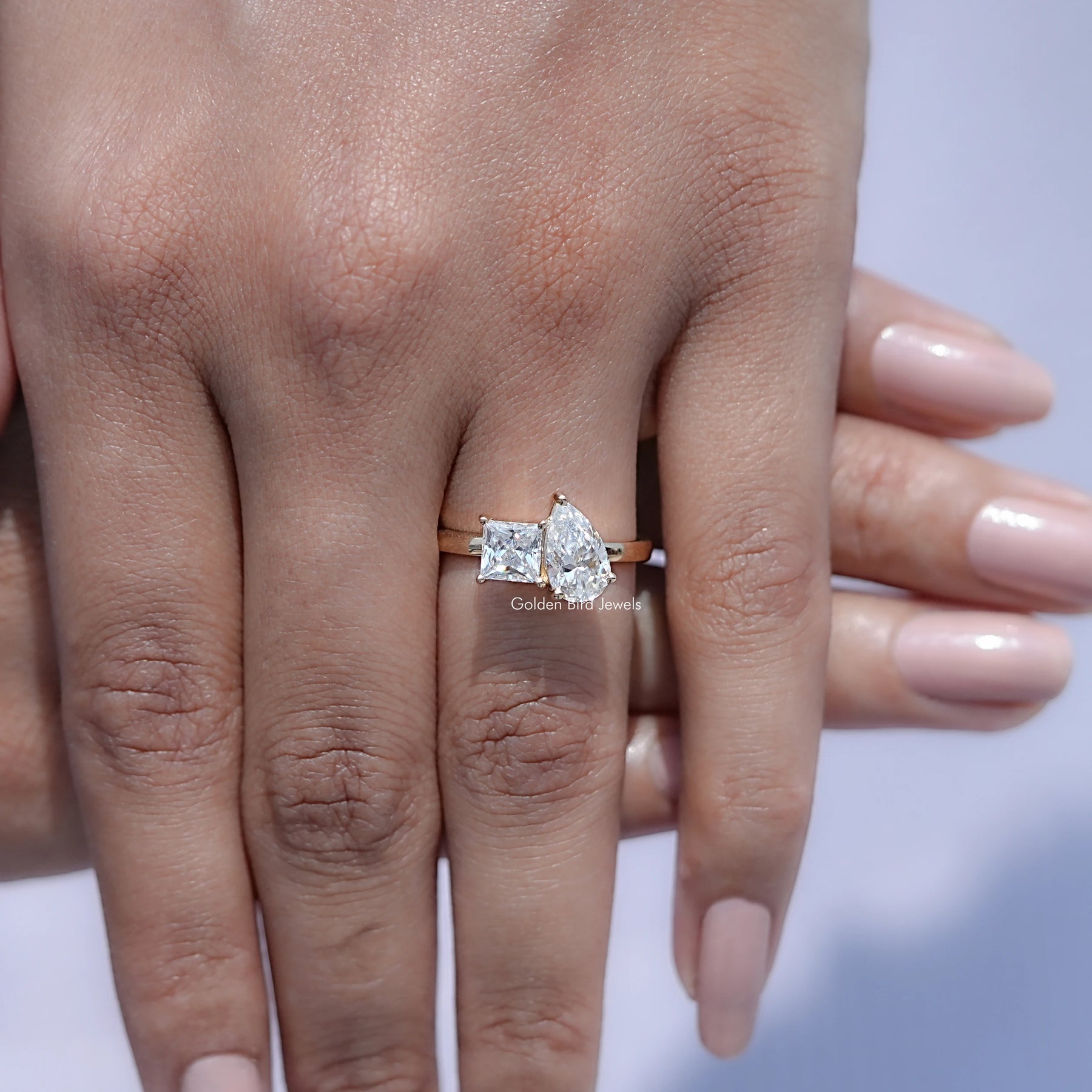 Pear and Princess Cut Lab Diamond Toi Et Moi Ring