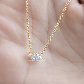 Font view of marquise cut diamond solitaire pendant