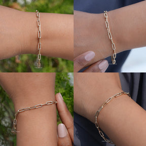 Round Cut Link Bracelet in 14K White Gold 