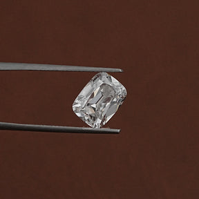 In Tweezer View Of Lab Grown Old Mine Cushion Shaped Diamond