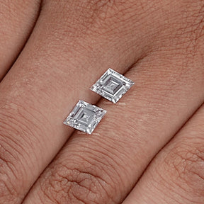 View of Lozenge Cut Lab Grown Pair Diamond In White 