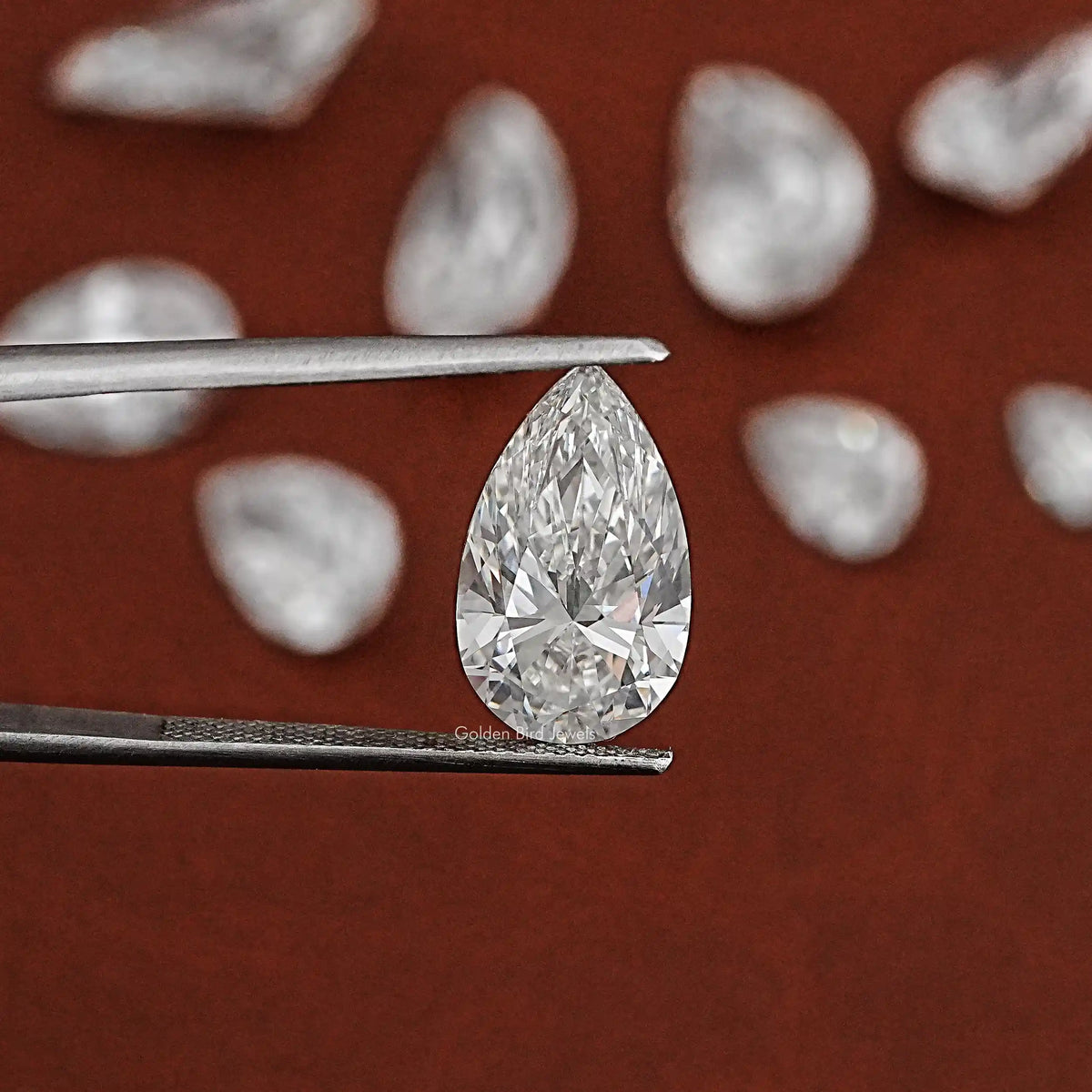 Front View Of Pear Cut Lab Grown Diamond In White