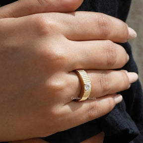 View of Round Cut Lab Grown Solittaire Engagement Ring  In Finger