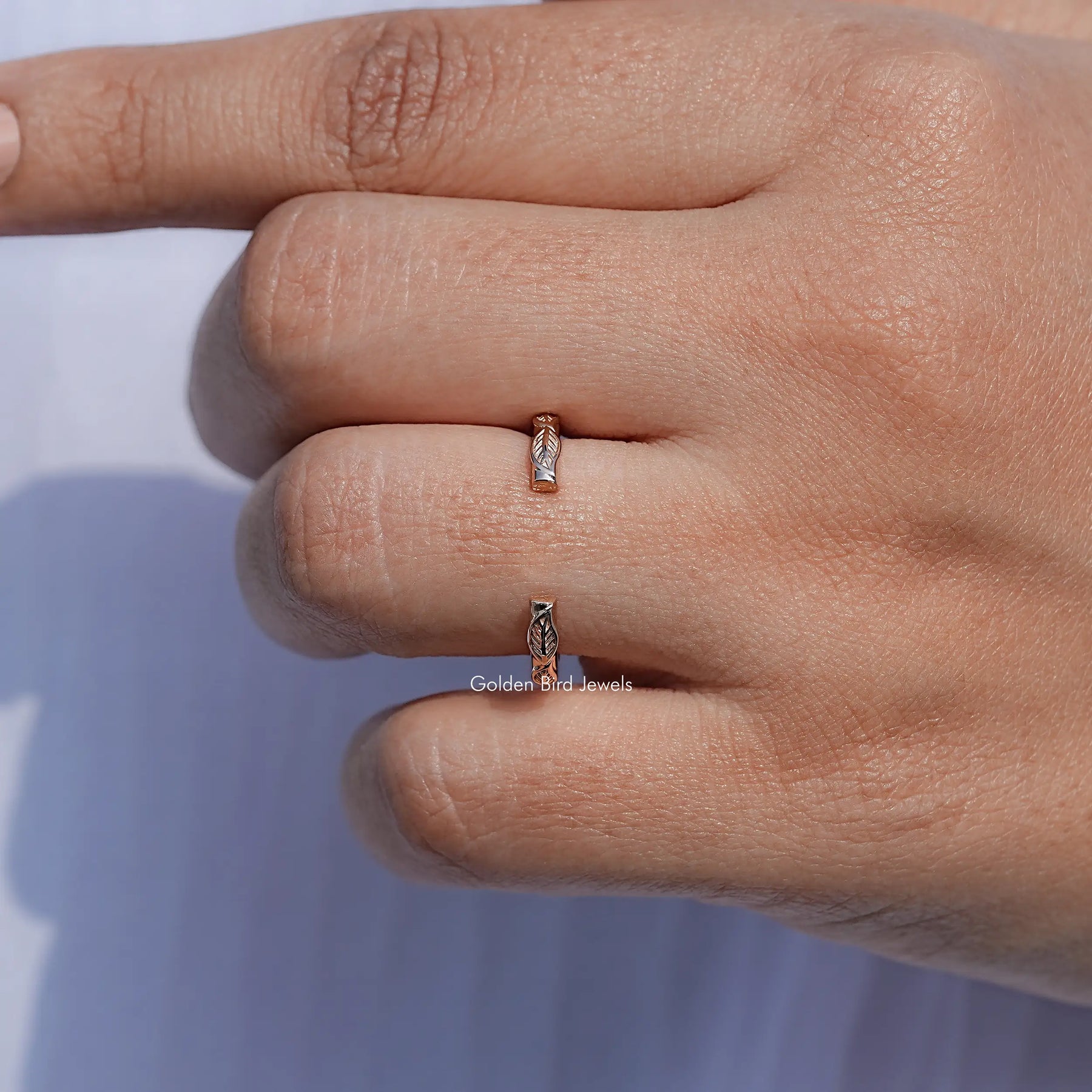 Rose Gold Leaf Style Open Cuff Wedding Band