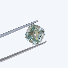 View Of Light Blue Old Mine Cushion Cut Loose