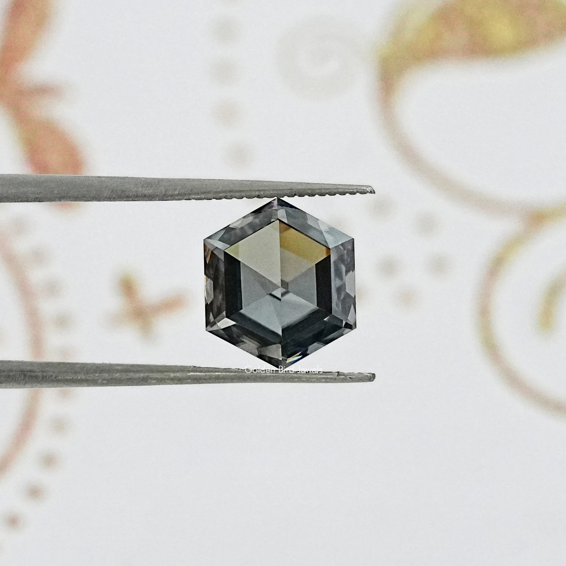 Gray Rose Cut Hexagon Loose Moissanite
