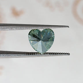 Blue Green Heart Loose Moissanite