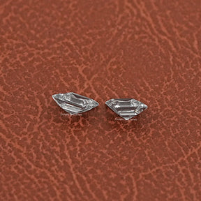Close-Up View of Lozenge Cut Lab Grown Diamond Pair In White 