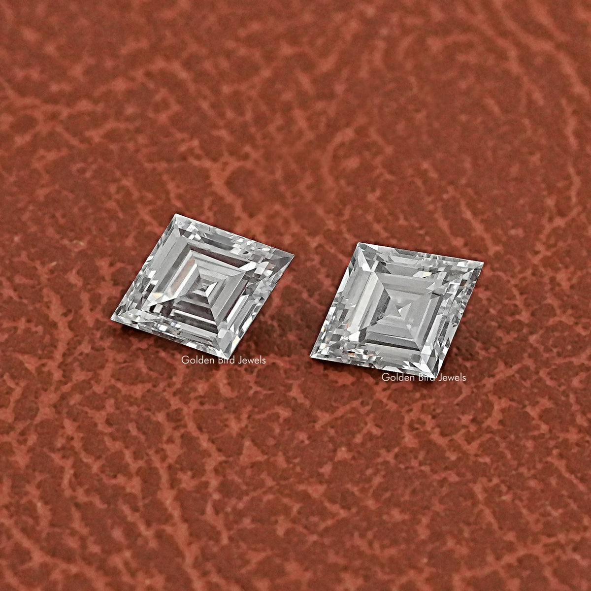 View Of Lozenge Cut Lab Grown Pair Diamond