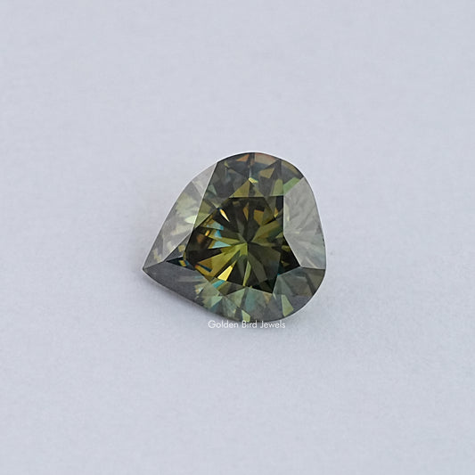 Dark Green Pear Cut Moissanite Loose Stone