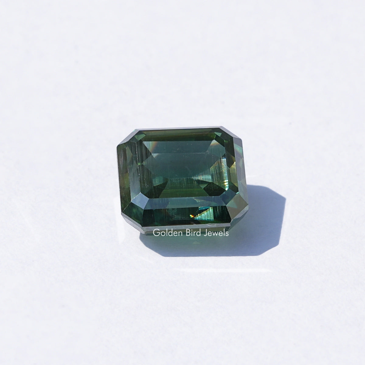 Green Emerald Cut Loose Moissanite