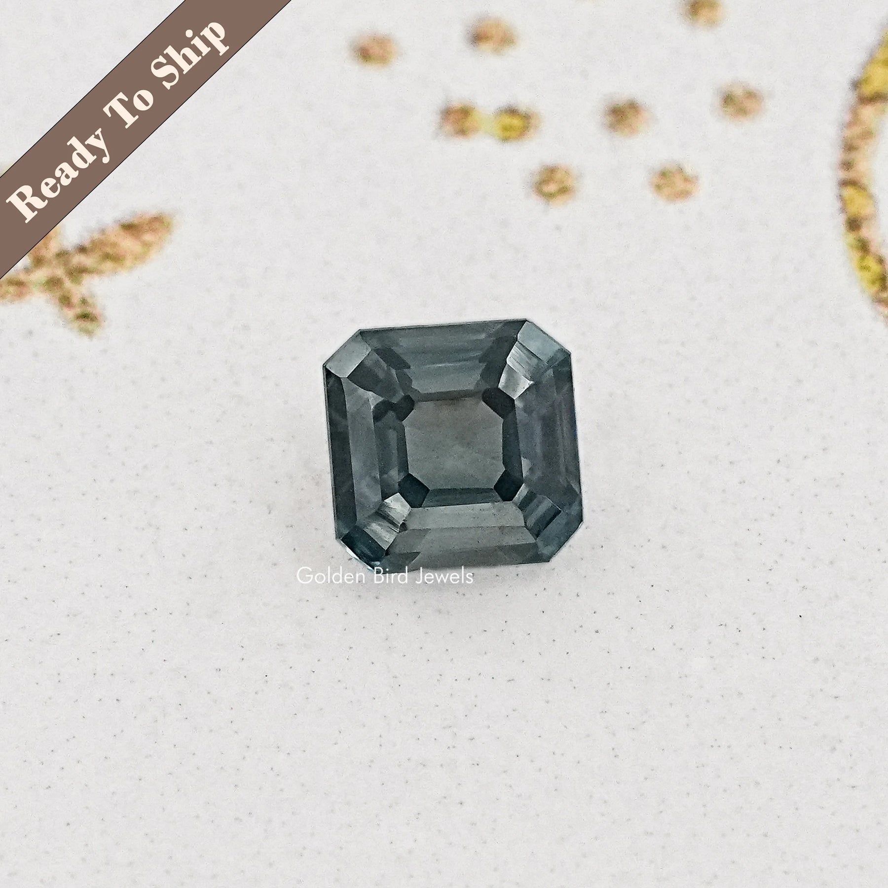 Gray Asscher Cut Moissanite Stone